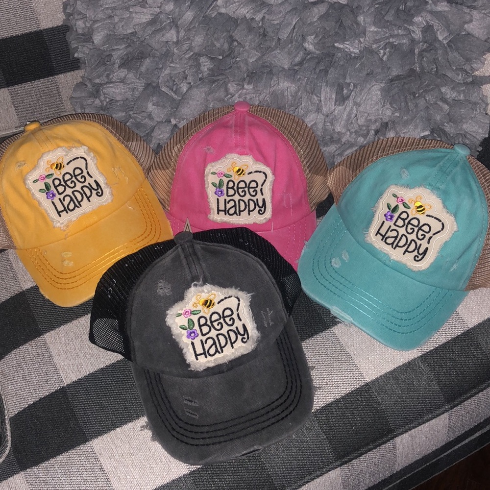 bee 🐝 happy kids ponytail baseball cap - Picture 3 of 10